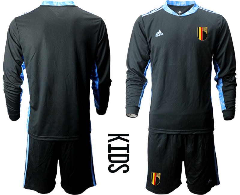 Cheap Youth 2021 European Cup Belgium black Long sleeve goalkeeper Soccer Jersey2